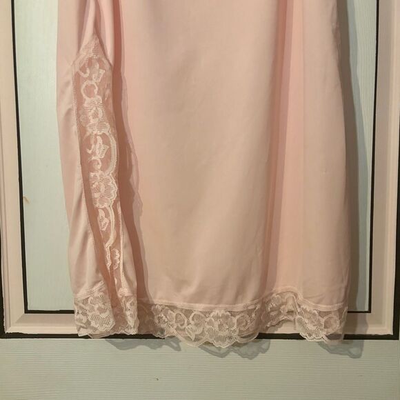 Long Pink Lace Slip Skirt Size L Romanticcore Satin Maxi Skirt - Picture 3 of 11